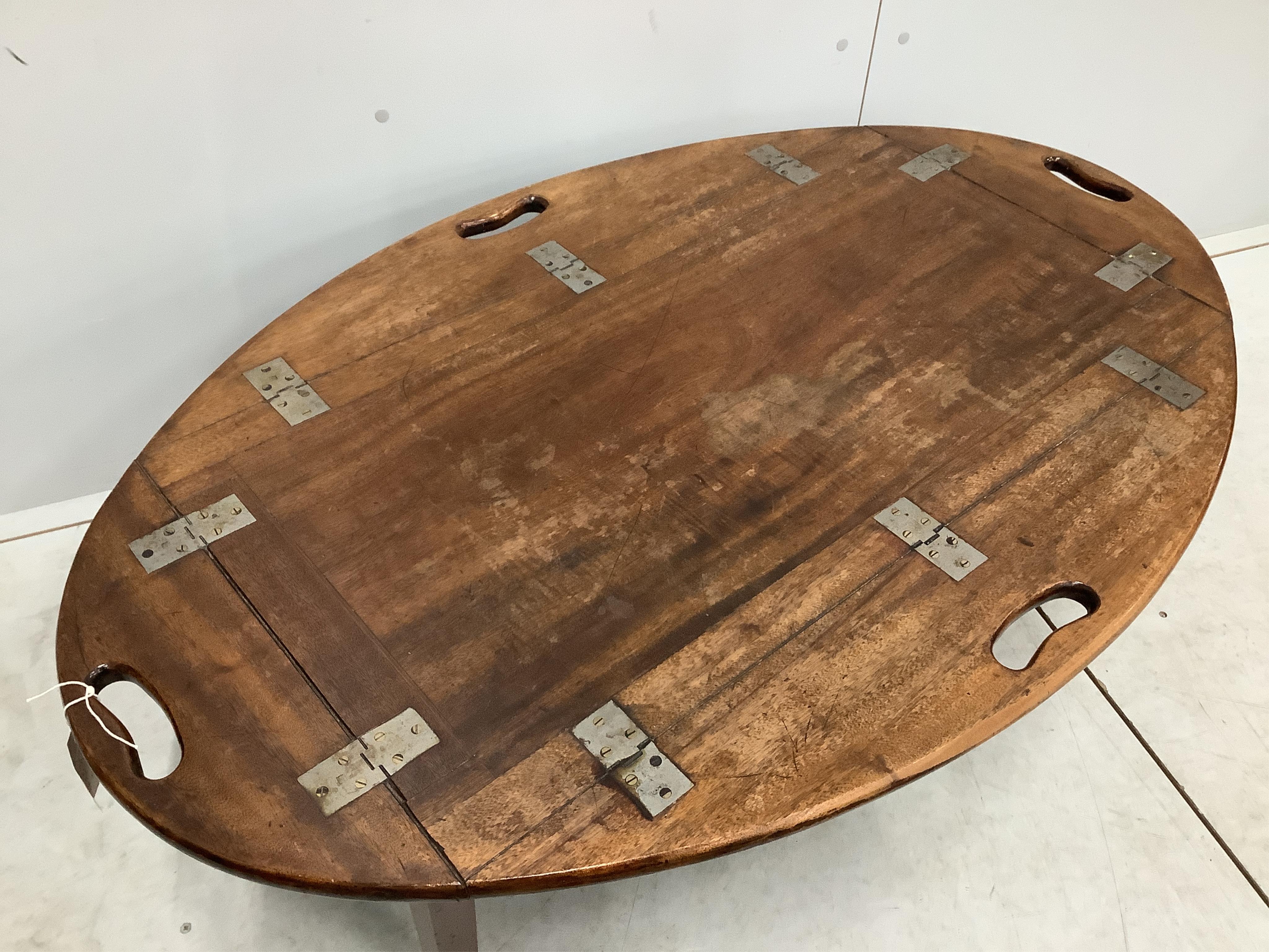 A butler's tray / coffee table, width 118cm, depth 77cm, height 43cm. Condition - fair